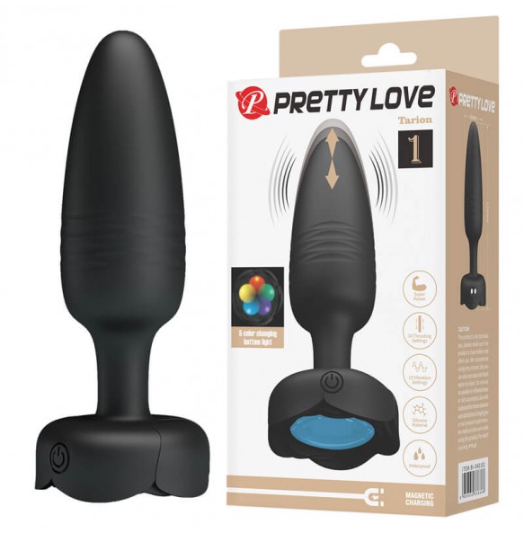 Pretty Love - Tarion RGB Light Thrusting Vibrating Anal Plug (Chargeable - Black)